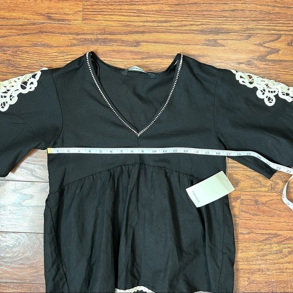 Zara Baby Doll Short Sleeve Blouse with White Embroidery Size Small - Picture 12 of 15